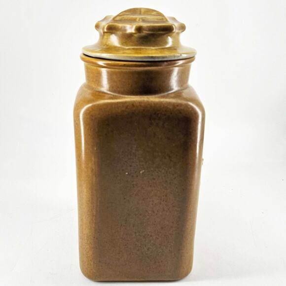 Vintage bicentennial eagle pottery stoneware canister jar w lid brown blue glaze - Picture 2 of 4